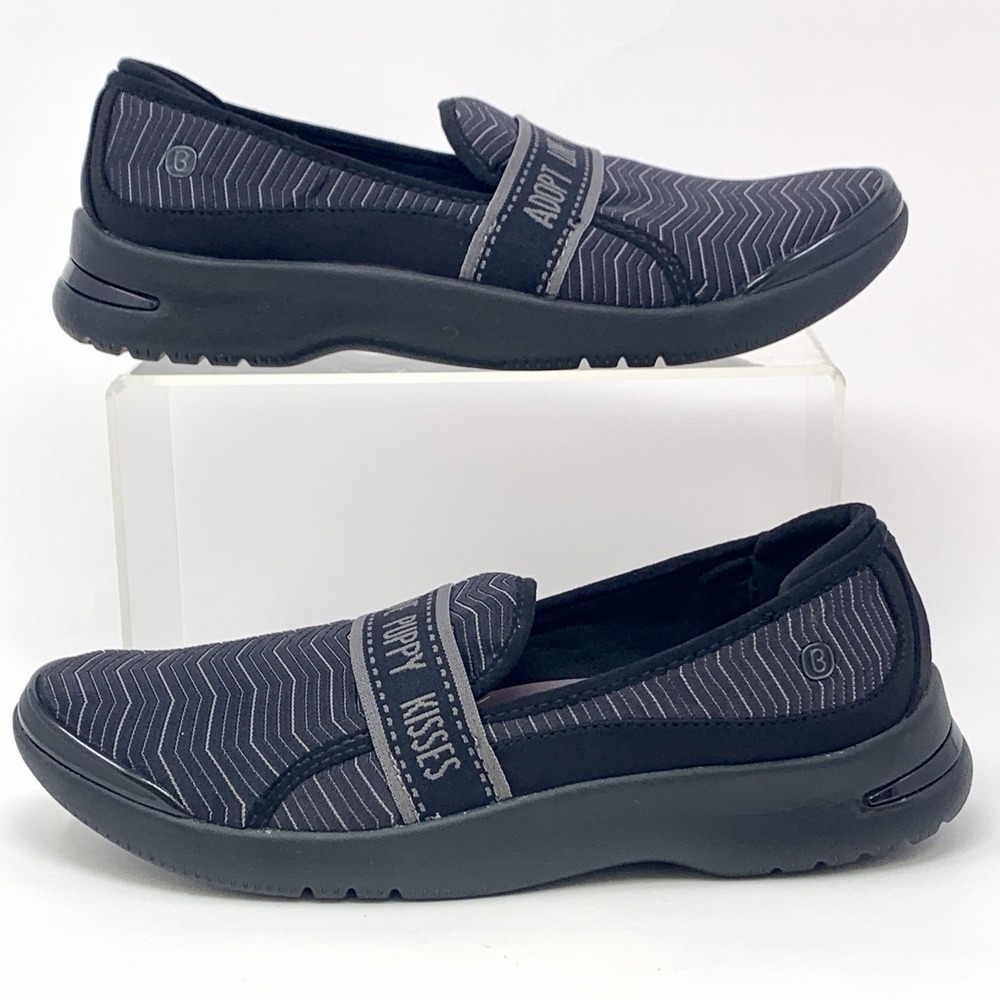 BZees Women's 8W Attraction Slip On Comfort Loafer Black Puppy Love Pattern Shoe